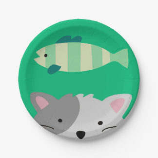 Cat and Fish Paper Plates