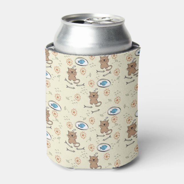 cat and fish pattern can cooler (Can Front)