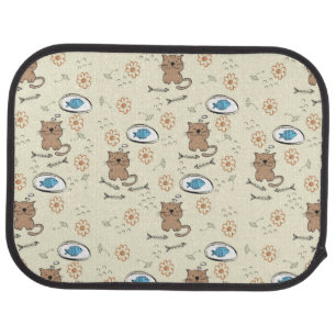 cat and fish pattern car floor mat