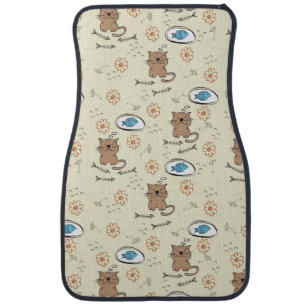 cat and fish pattern car floor mat