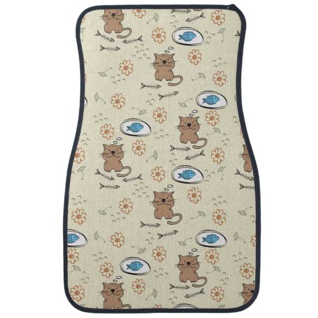 cat and fish pattern car floor mat (Front)