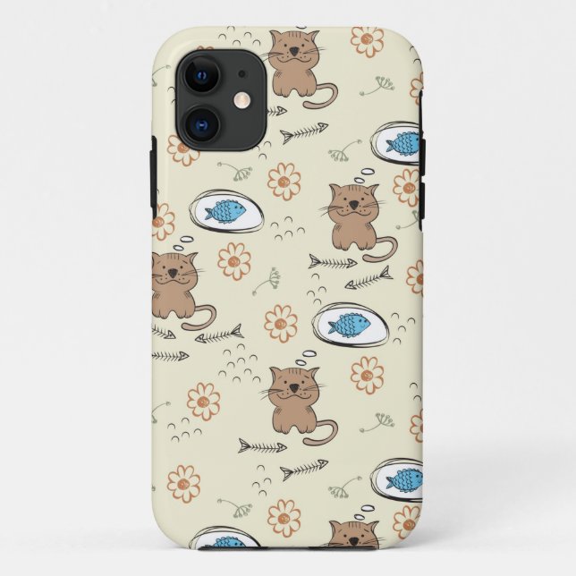 cat and fish pattern Case-Mate iPhone case (Back)
