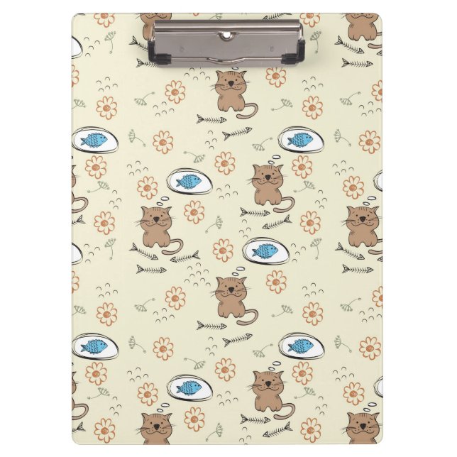 cat and fish pattern clipboard (Front)