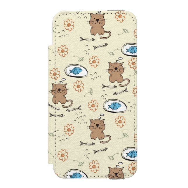 cat and fish pattern incipio iPhone wallet case (Folio Front)