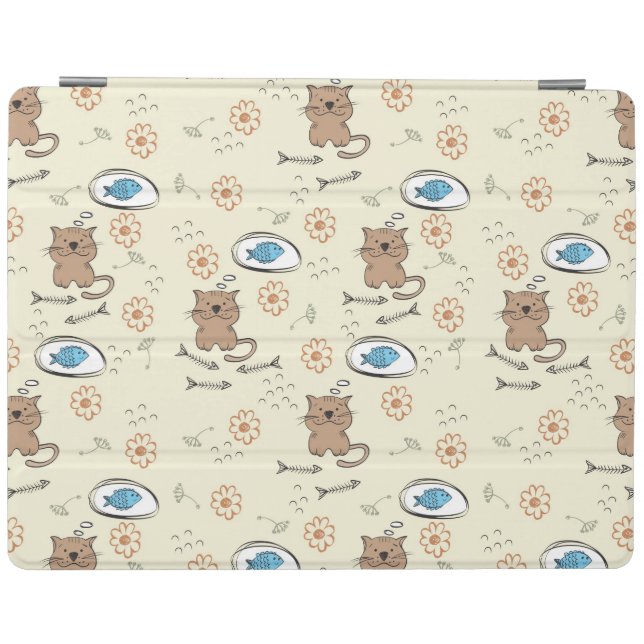 cat and fish pattern iPad air cover (Horizontal)