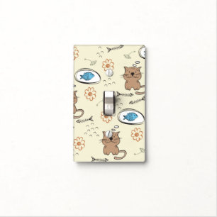 cat and fish pattern light switch cover