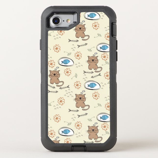 cat and fish pattern otterbox iPhone case (Back)