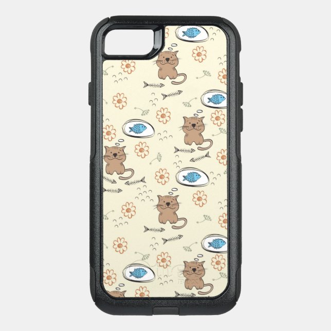 cat and fish pattern otterbox iPhone case (Back)