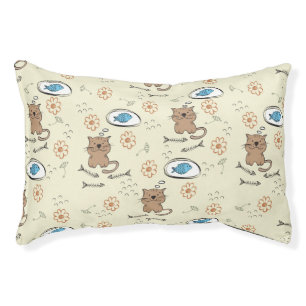 cat and fish pattern pet bed
