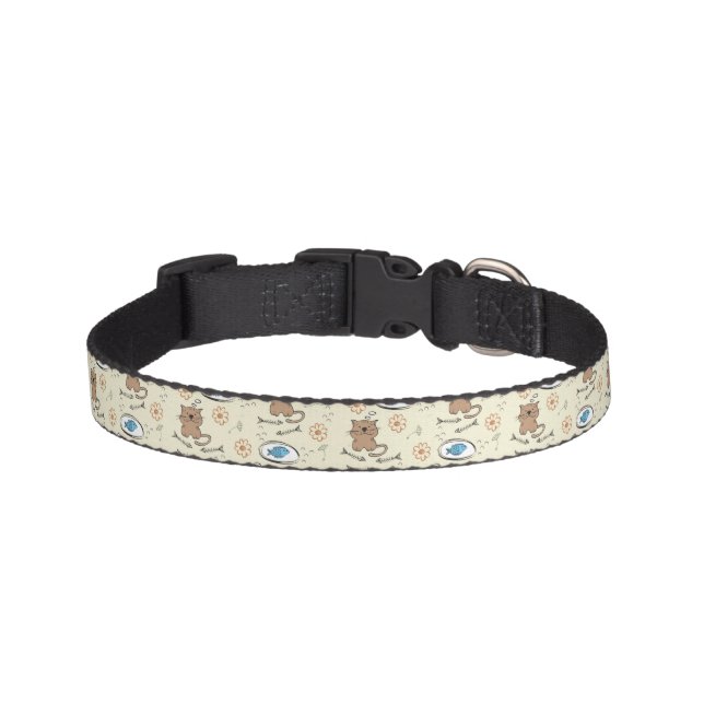 cat and fish pattern pet collar (Front)