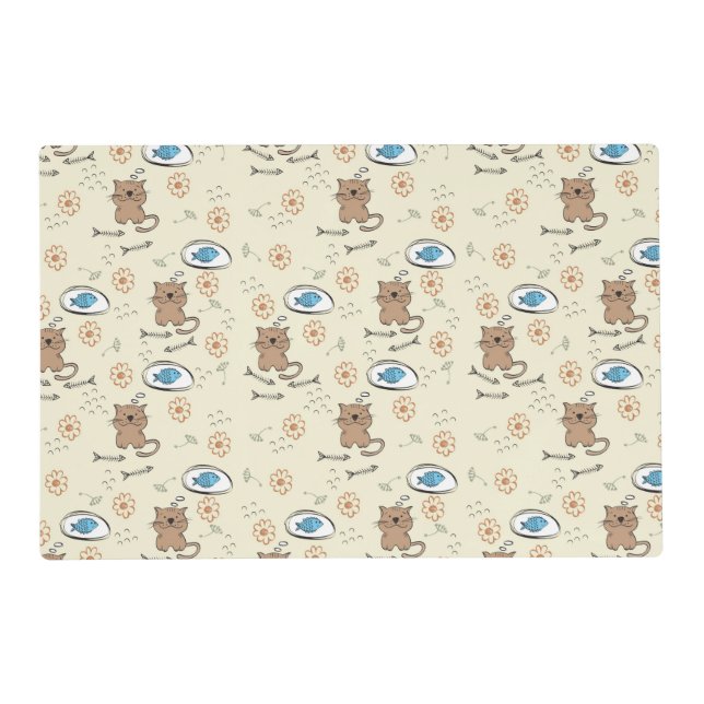 cat and fish pattern placemat (Front)