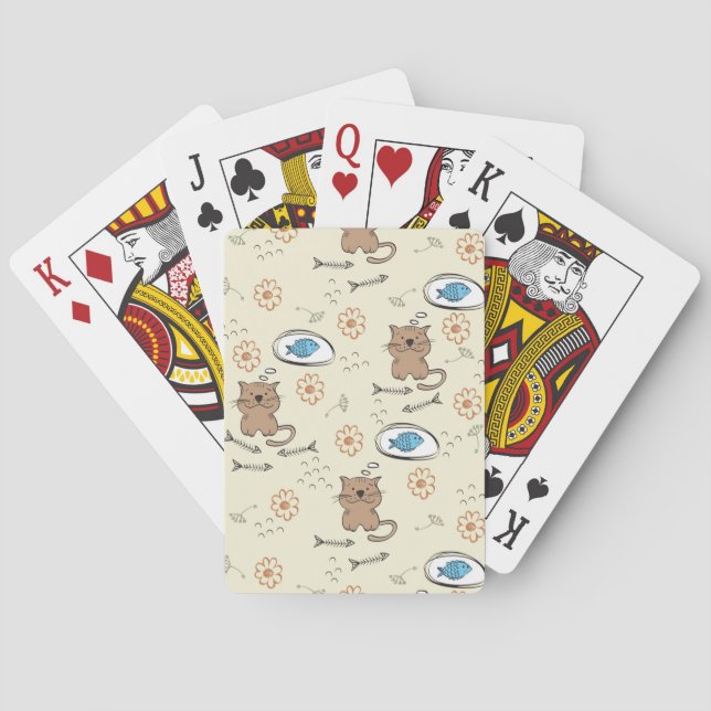cat and fish pattern poker cards (Back)