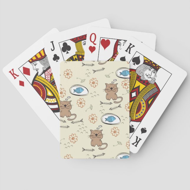 cat and fish pattern poker cards (Back)