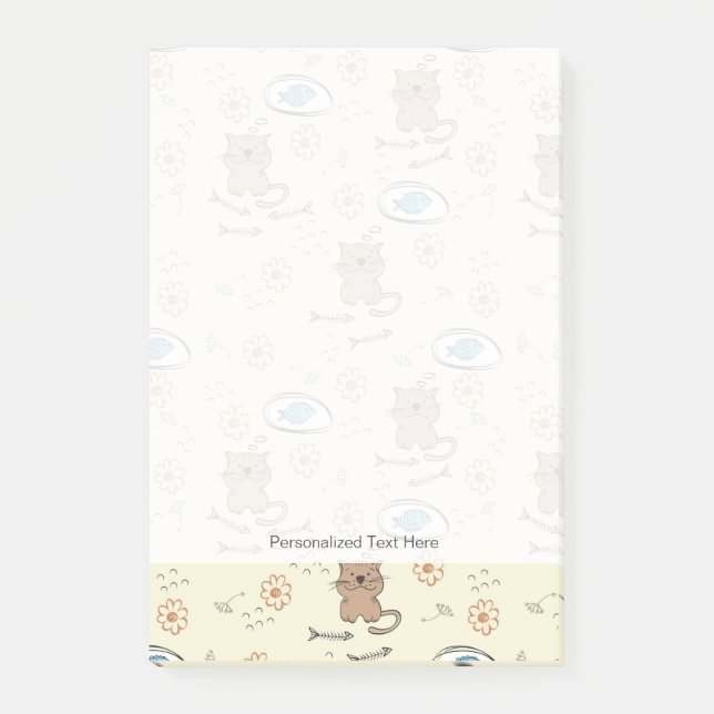 cat and fish pattern post-it notes (Front)