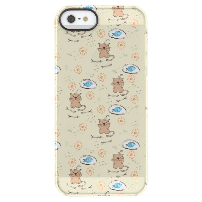cat and fish pattern uncommon iPhone case (Back)