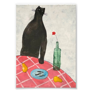 Cat and fish photo print