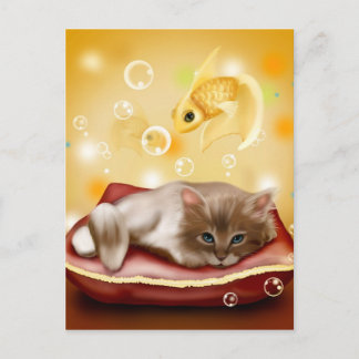 Cat and Fish Postcard