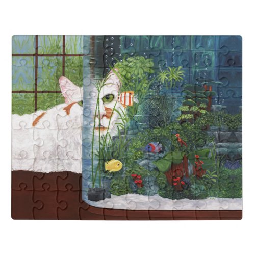 Cat and Fish Tank Jigsaw Puzzle