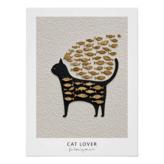 Cat and Fish v10 Poster