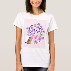 cat and flower design t-shirt
