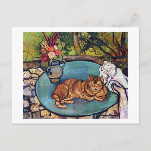 Cat and Flower vase Suzanne Valadon Postcard