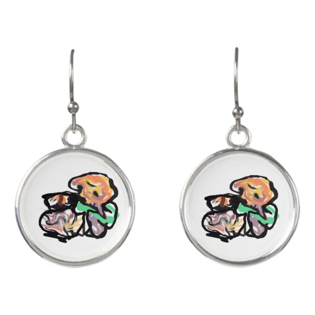 Cat and flowers  fun earrings (Front)