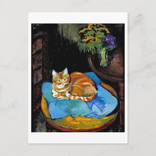 Cat and Flowers in Vase Suzanne Valadon Postcard