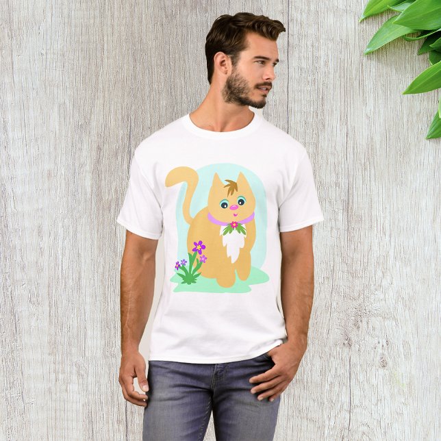 Cat And Flowers Mens T-Shirt (Creator Uploaded)