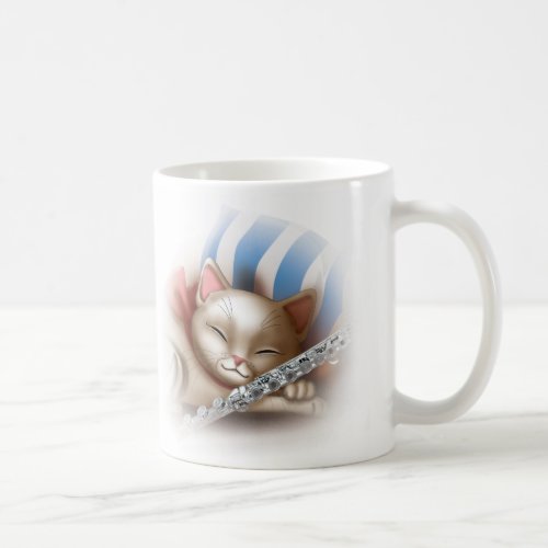 cat and flute coffee mug