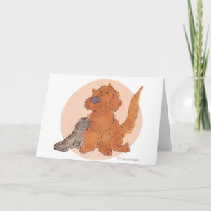 Cat and Golden Retriever / Thank You Card