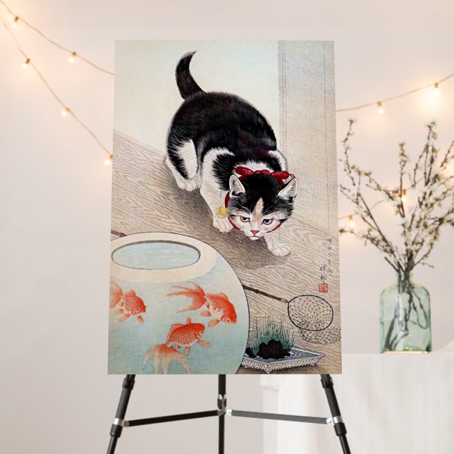 Cat and Goldfish Bowl artwork,  Foam Board (In Situ (Stand))