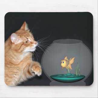 cat and goldfish mouse pad