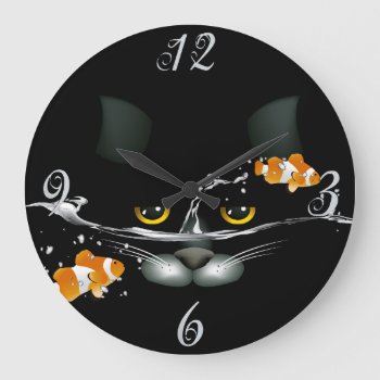 Cat And Goldfish  Wall Clock by PetsandVets at Zazzle