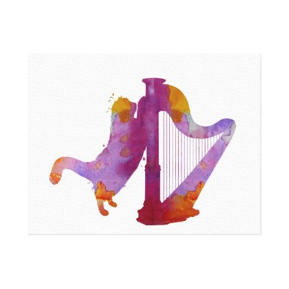 Cat and harp canvas print