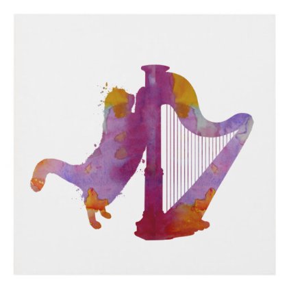 Cat and harp panel wall art