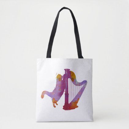 Cat and harp tote bag