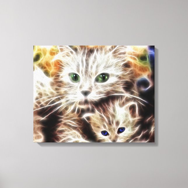 Cat and Her Kitten Wrapped Canvas Print (Front)