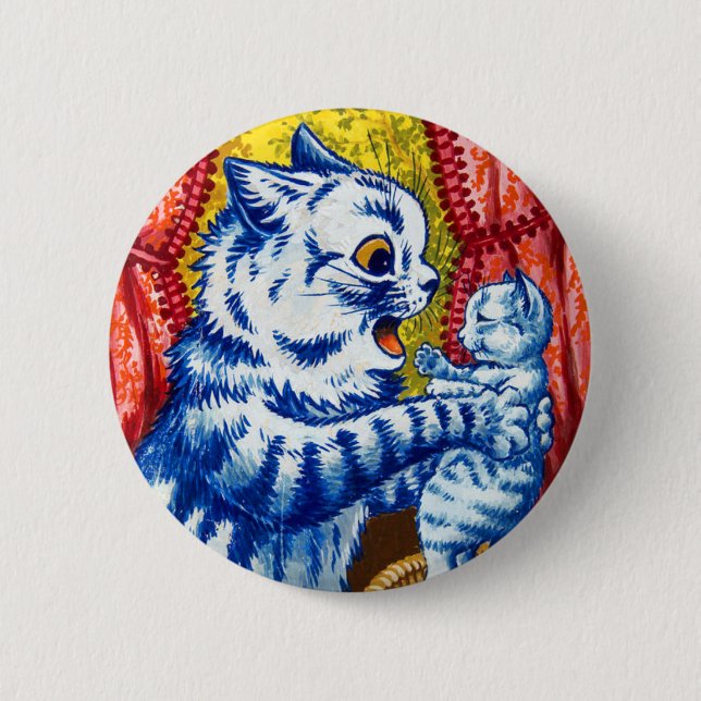 Cat and Her Kittens Button (Front)