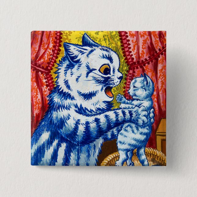 Cat and Her Kittens Button (Front)