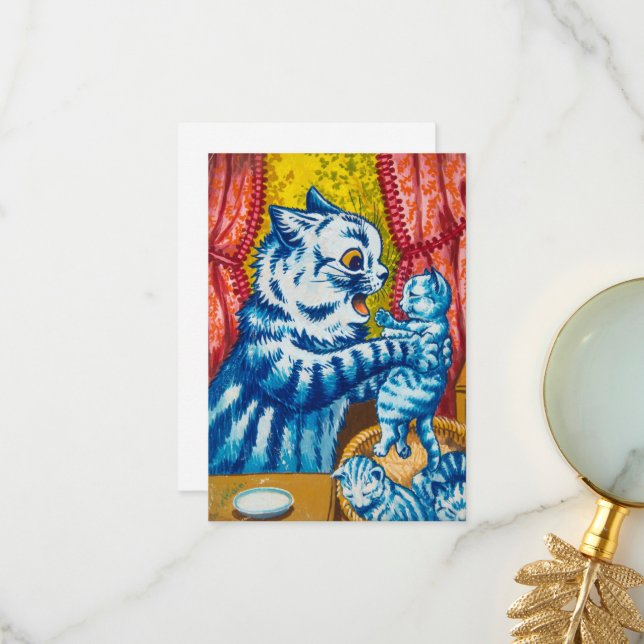 Cat and her Kittens by Louis Wain Thank You Card (Front/Back In Situ)