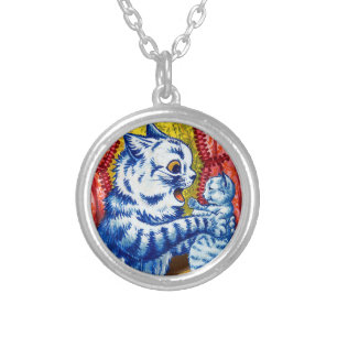 Cat and Her Kittens Silver Plated Necklace