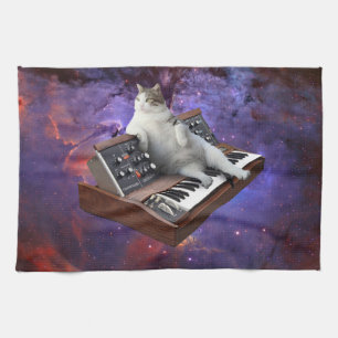 Cat and keyboard kitchen towel