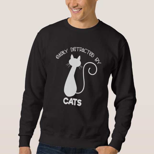 Cat And Kitten Easily Distracted By Cats Sweatshirt (Front)