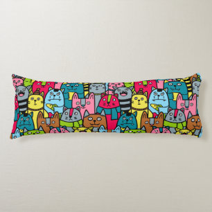 Cat and kittens body pillow