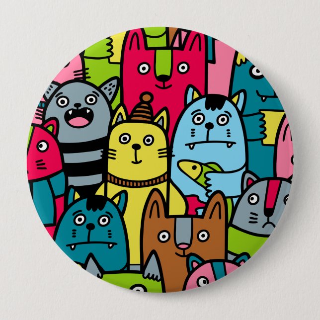 Cat and kittens button (Front)