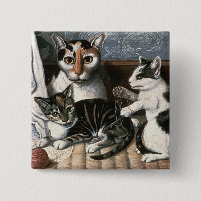 Cat and Kittens, c.1872-1883 Pinback Button (Front)