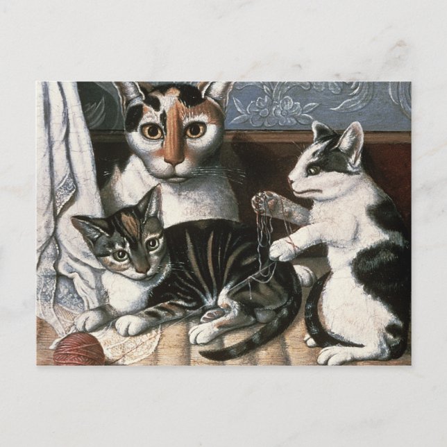 Cat and Kittens, c.1872-1883 Postcard (Front)