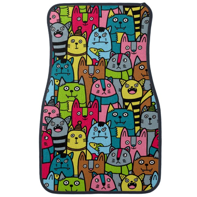 Cat and kittens car floor mat (Front)