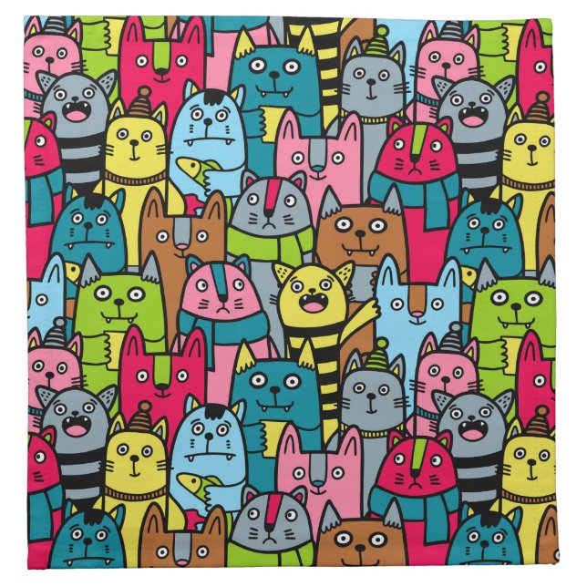 Cat and kittens cloth napkin (Front)