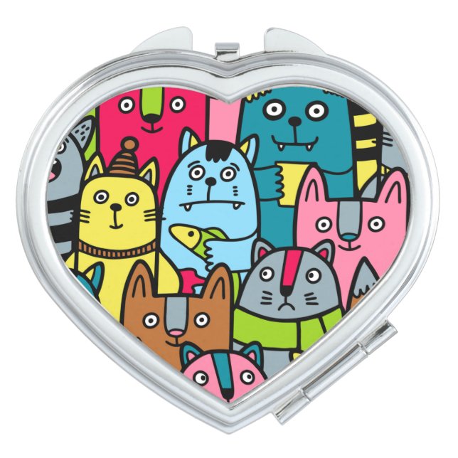 Cat and kittens compact mirror (Front)